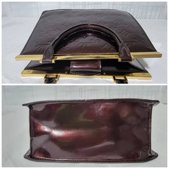 Authentic LOUIS VUITTON Monogram Vernis Deesse PM Patent Handbag Wine - Picture 8 of 13